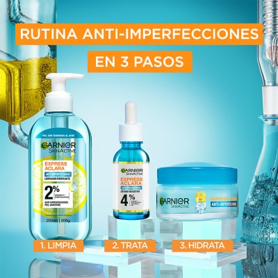 Rutina 3 pasos Antiimperfecciones Garnier Express Aclara